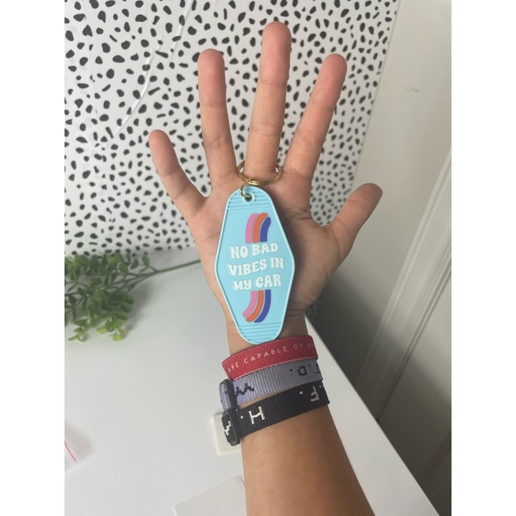 Light blue motel keychain blank kechain backpack tag diy keychain - Picture 5 of 7